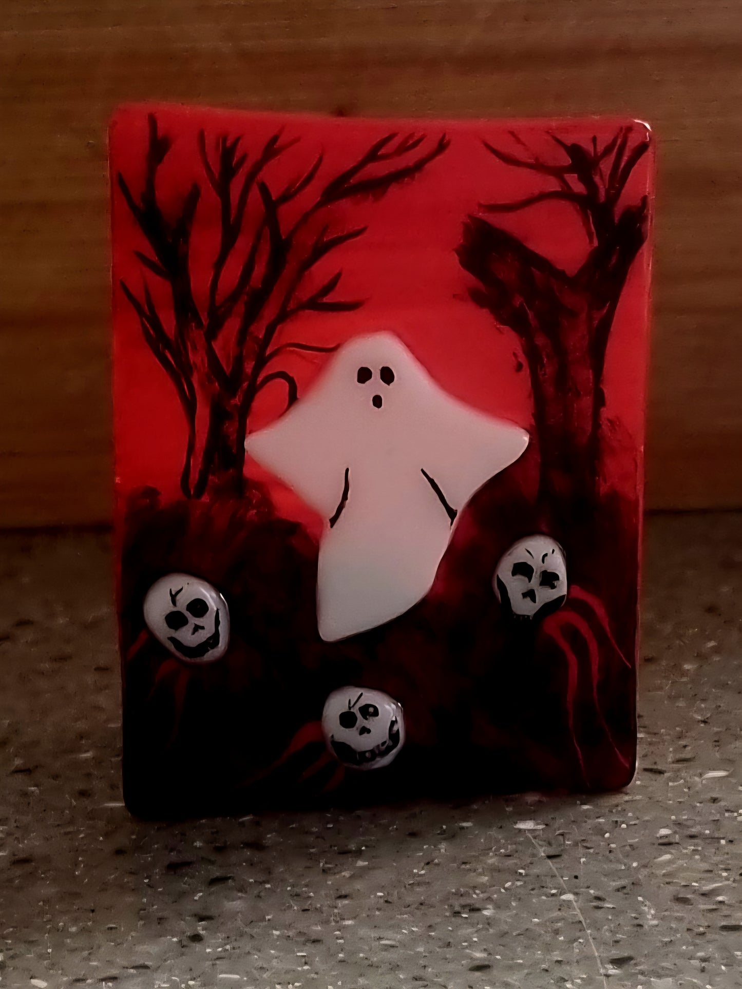 Spooky ghost tealight holder.