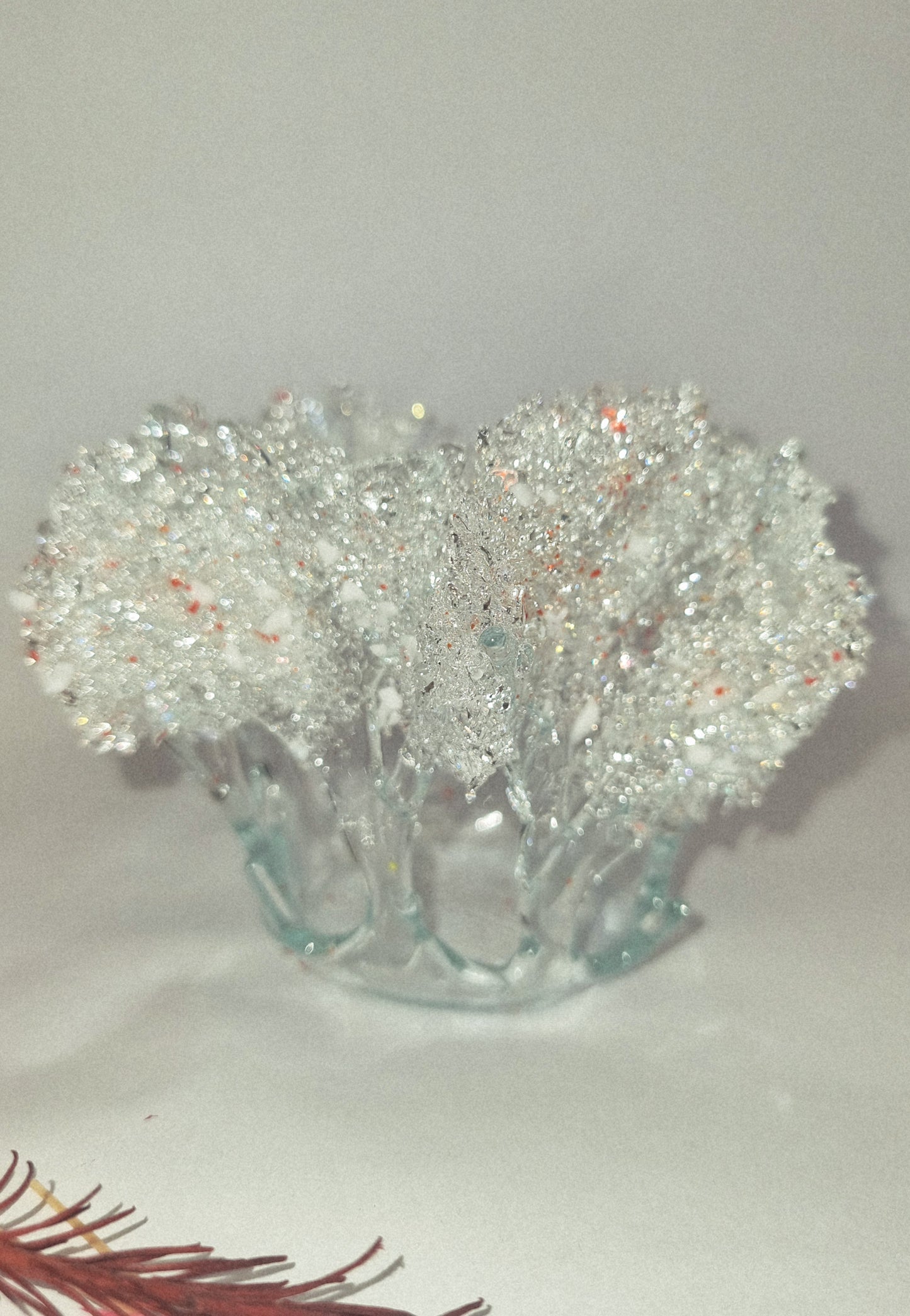 'Winter trees' fused glass tealight holder.