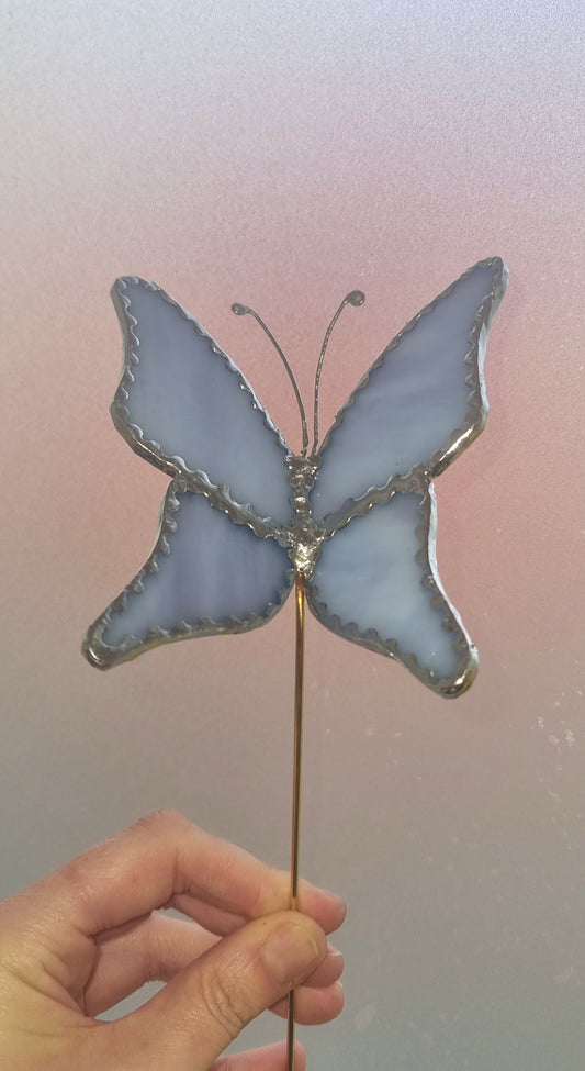 'Plant butterfly' stained glass plant stake.