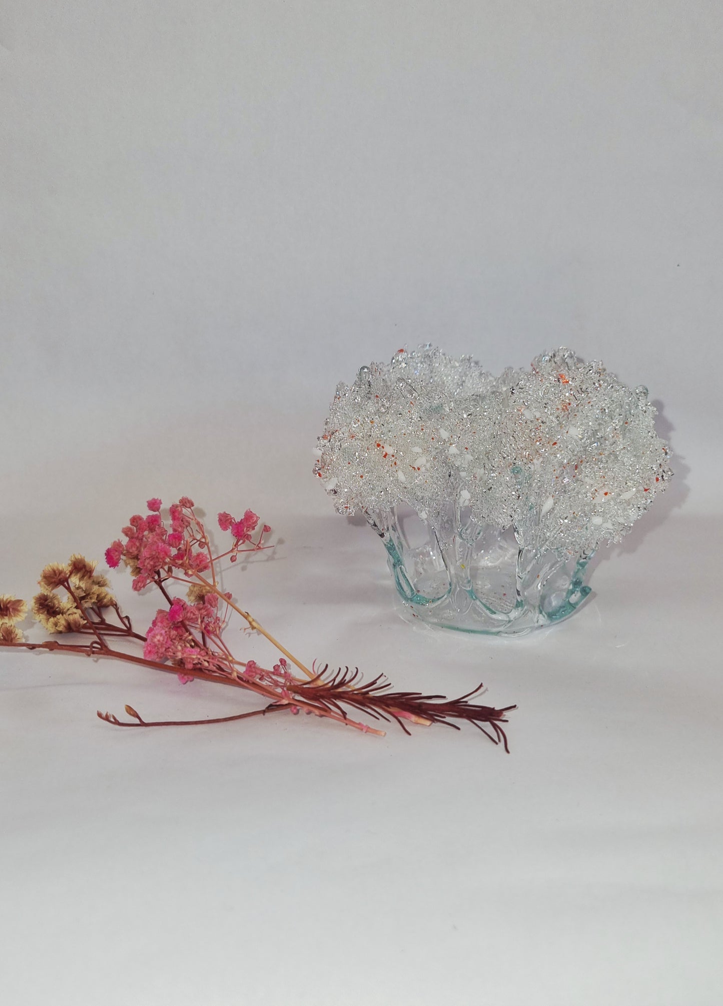 'Winter trees' fused glass tealight holder.