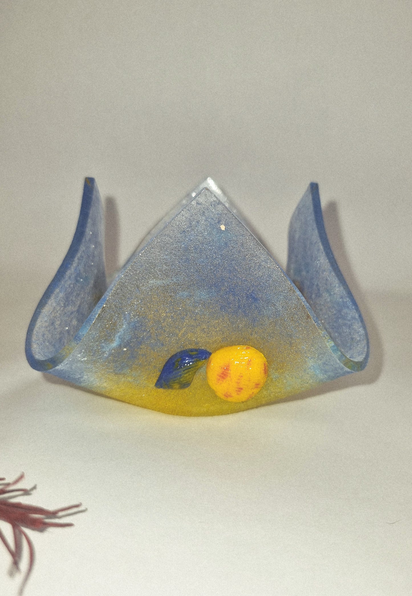 'Day at the beach' fused glass tealight holder.