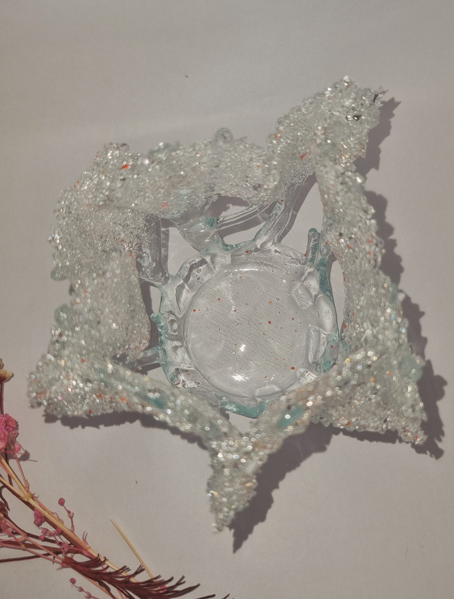 'Winter trees' fused glass tealight holder.