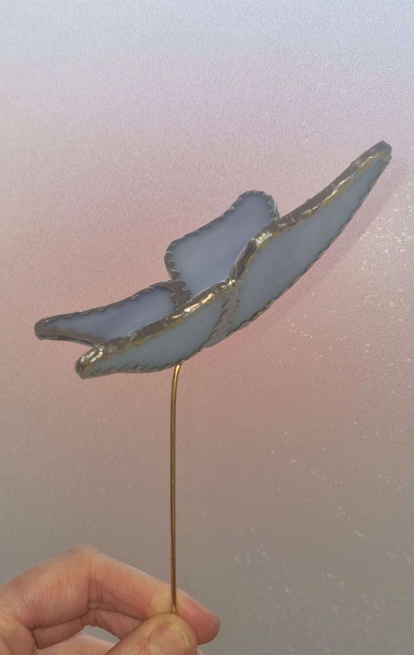 'Plant butterfly' stained glass plant stake.