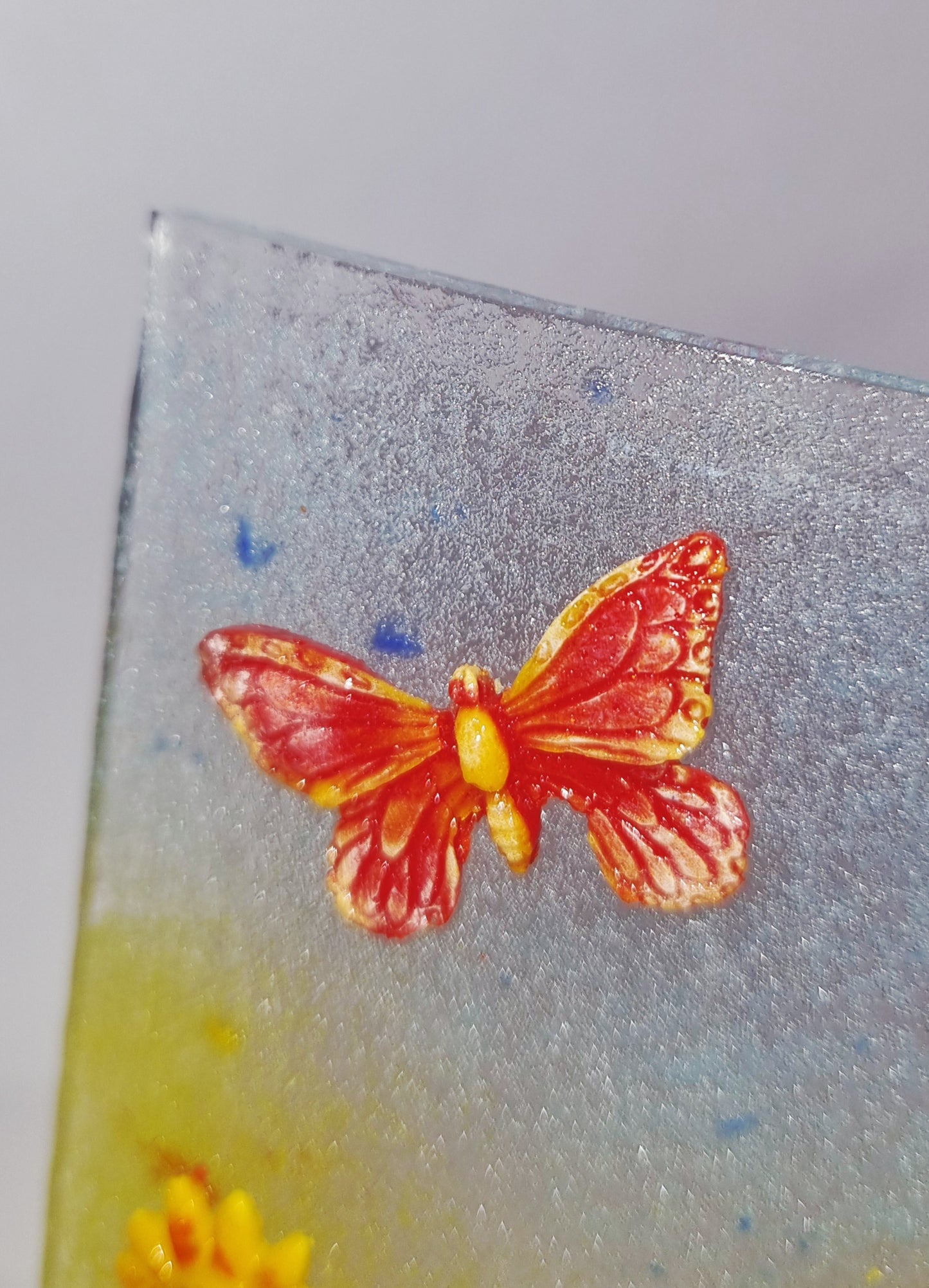 'Sunflowers' fused glass panel.