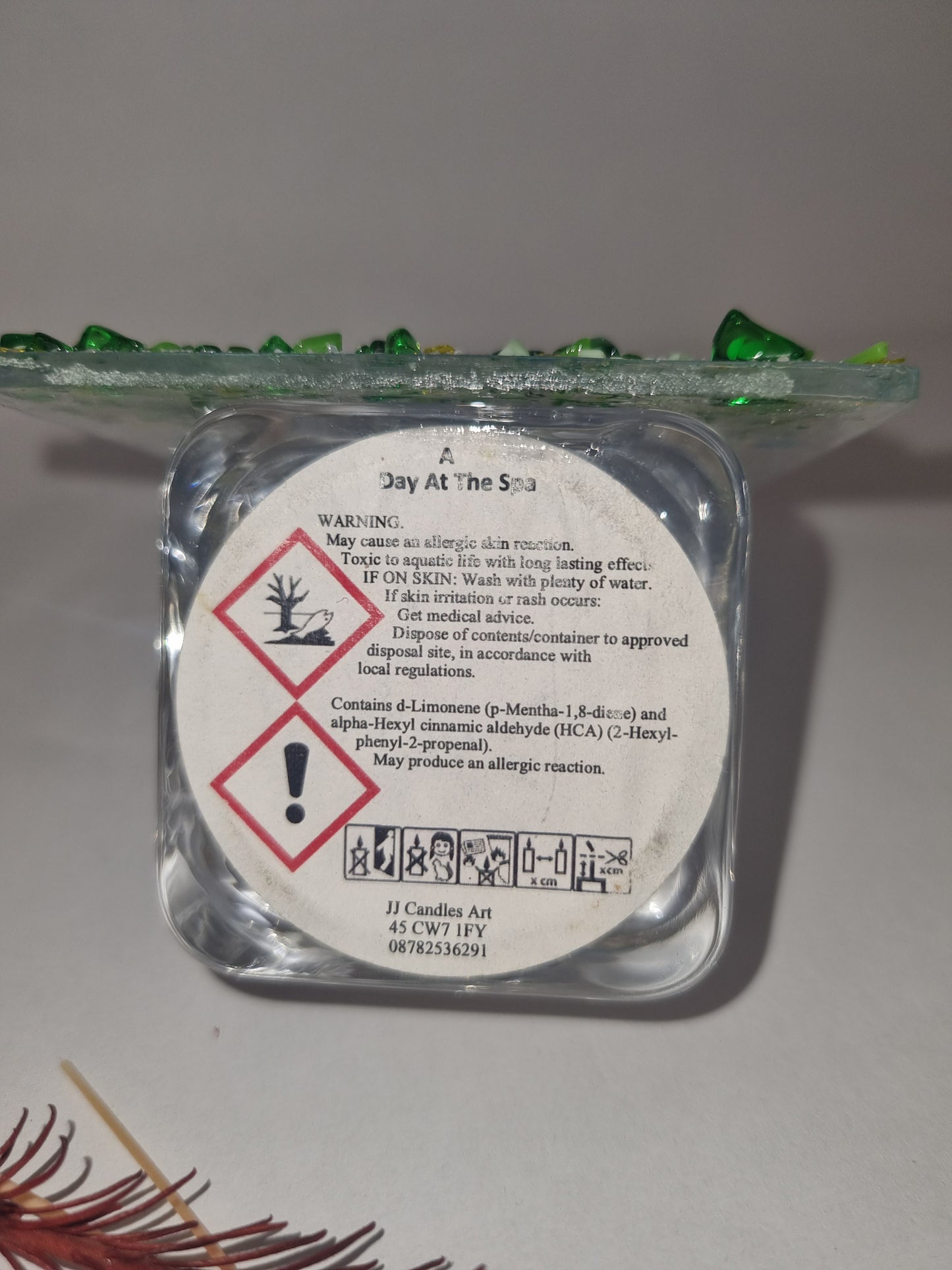 'Butterfly dreams' fused glass mini candle.